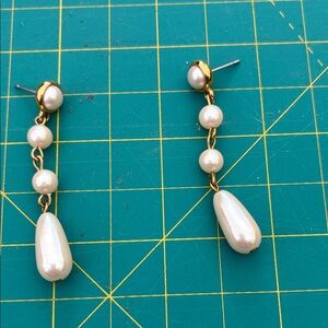 Elegant Gold and faux  Pearl Drop Earrings money and